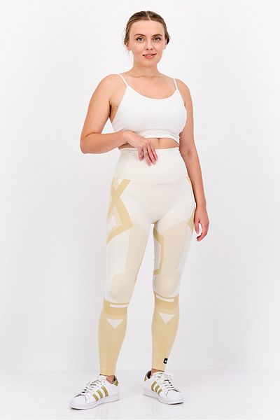 adidas Women Sportswear Fit Abstract Training Leggings, Tan Combo
