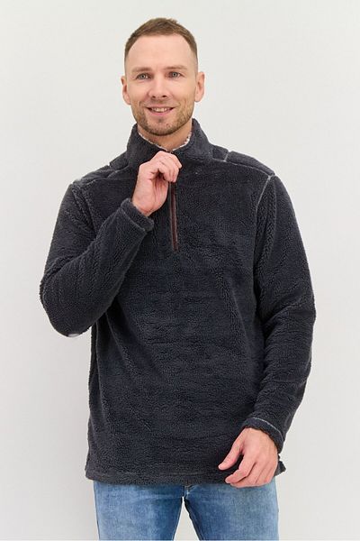 True Grit Men Sherpa Half Zip Sweater, Charcoal Grey