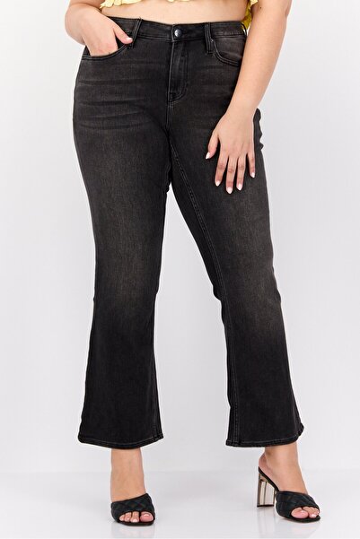 Vigoss Women Plus Size Dark Wash Stretchable Bootcut Jeans, Washed Black