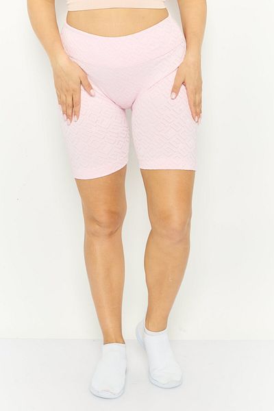 Guess Women Sportwear Fit Textured Bike Shorts, Pink