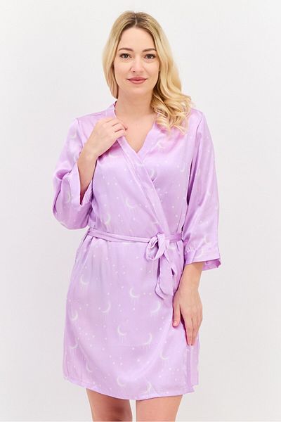 Brave Soul Women Allover Print Short Sleeve Sleepwear Dress, Lilac