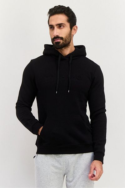 Hurley Men Sportswear Fit Embossed Logo Outdoor Hoodies, Black