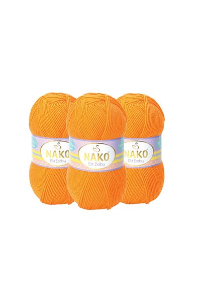NAKO Elit Baby Knitting Yarn 3 Τεμάχια Κέλυφος Πορτοκαλιού 4038
