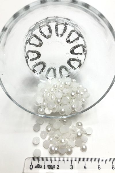 Hayalperest boncuk Half Pearl Beads Ασπρόμαυρο Πλαστικό
