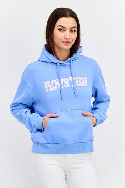 Mode by Redtape Women Graphic Long Sleeves Hooded Sweatshirt, Blue