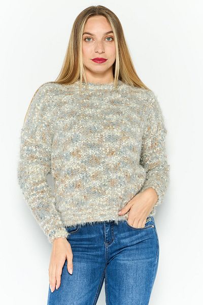 Sadie & Sage Women Crew Neck Textured Long Sleeves Sweater, Grey Combo