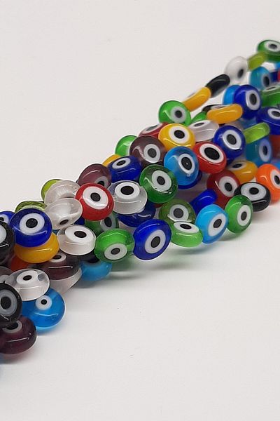 Hayalperest boncuk Colorful Flat Glass Evil Eye Bead