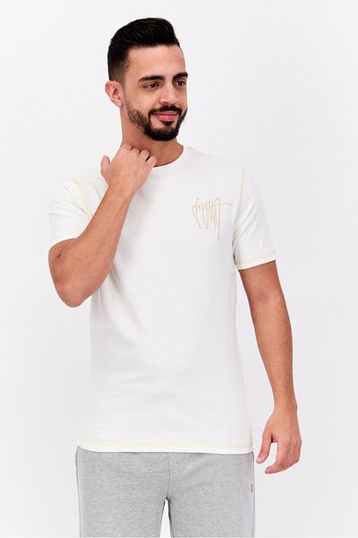 Puma Men Sportswear Fit Short Sleeves Outdoor T-Shirt, Warm White
