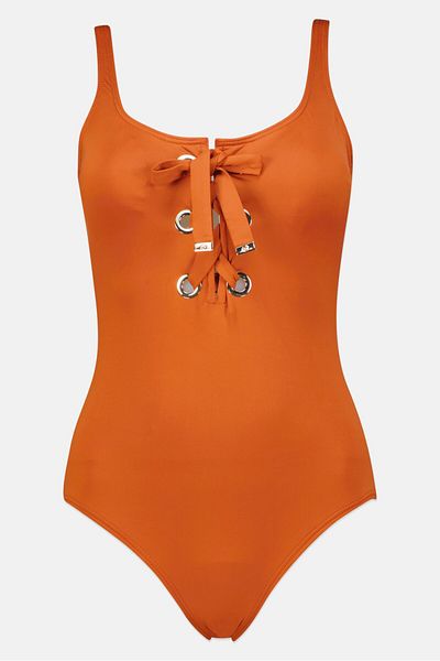 Michael Kors Women Padded One Piece Textured Swimwear, Brown