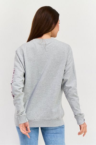 Disney Women Crew Neck Graphic Printed Sweatshirt, Grey Combo