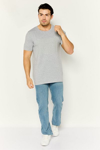 Cerruti 1881 Men Crew Neck Short Sleeve Brand Logo T-shirts, Grey