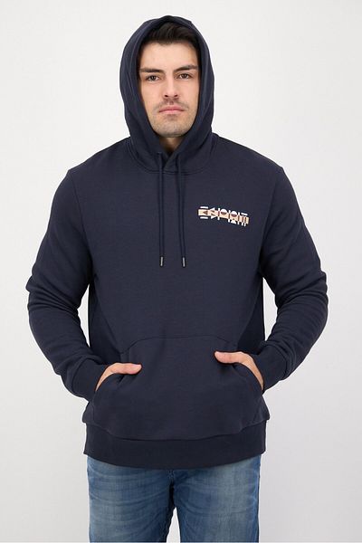 Esprit Men Hood With Drawstring Long Sleeve Graphic Print Sweatshirts, Navy