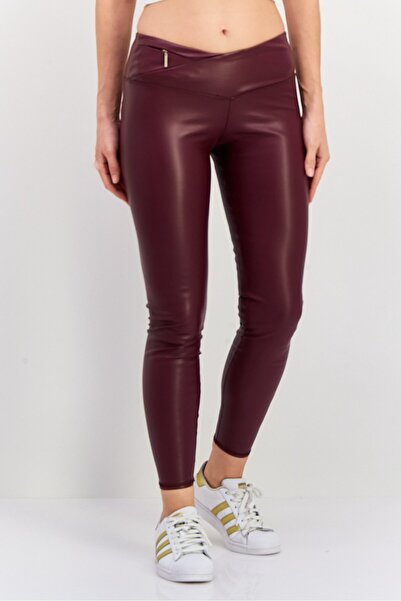 Tahari Sports بنطال رياضي نسائي من الجلد الصناعي للتدريب، كستنائي اللون