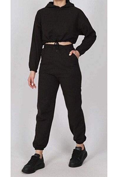 THE WHITE Pantaloni de sport negri cu elastic pentru femei