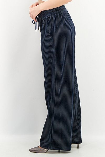Esprit Women Regular Fit Drawstring Textured Pants, Navy