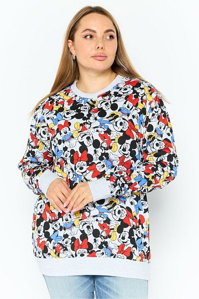 Disney Women Crew Neck Micky Mouse Sweatshirt, Grey