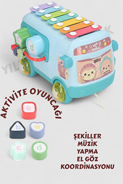ela777 Müzikli ve Işıklı Çok Aktiviteli Bebek Oyuncağı Müzik ve Eğlence Otobü...