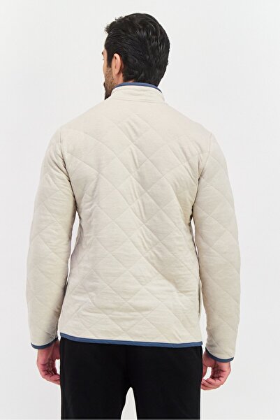 Hurley Men High Neck Quilted Long Sleeves Sweatshirt, Light Beige