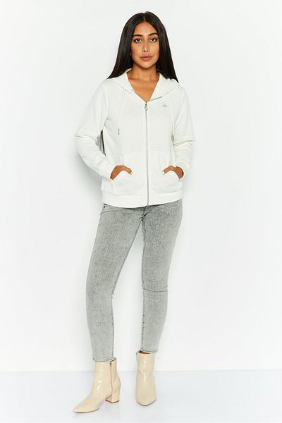 Mode by Redtape Women Hooded Embroidered Logo Sweatshirts, Off White