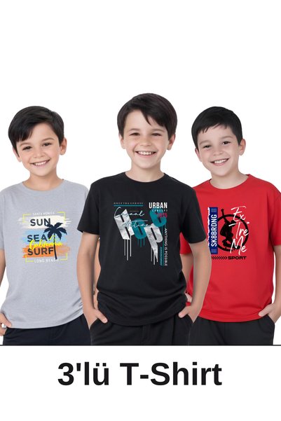 FYK COLLECTİON 3-dijelni aktivni-dugi-ekstremni Štampano dečački kratki rukav...