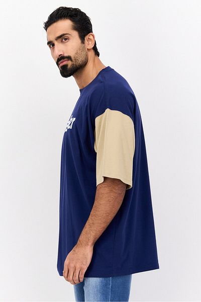 WRANGLER Men Crew Neck Short Sleeves Printed T-shirt, Navy