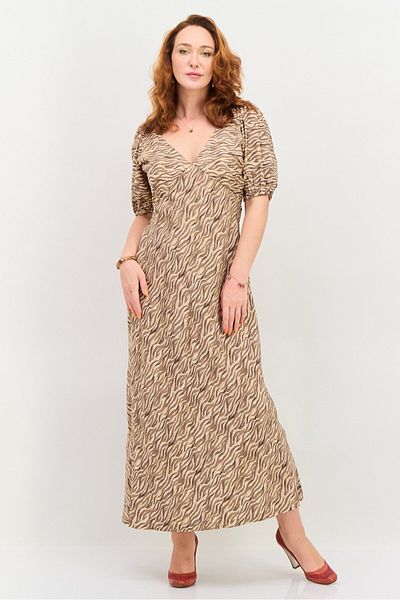 Scotch & Soda Women Animal Print Open Back Maxi Dress, Beige Combo