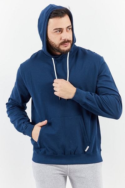 Sovereign Code Men Hooded Neck Plain Long Sleeves Sweatshirt, Navy