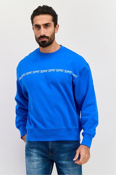 Esprit Men Crew Neck Graphic Print Long Sleeve Sweatshirt, Blue