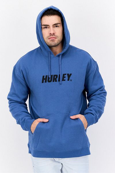 Hurley Men Brand Logo Long Sleeves Hooded Sweatshirt, Blue