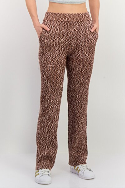 NIA Women Regular Fit Textured Straight Leg Pants, Brown
