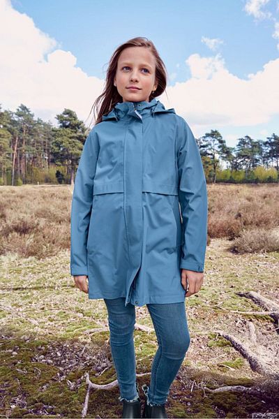 Tchibo Kid Girls Plain Long Sleeve Parka Jacket, Blue
