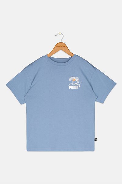 Puma تي شيرت خارجي بأكمام قصيرة للأولاد الصغار، أزرق