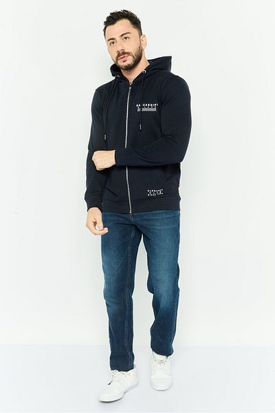 GAZZARRİNİ Men Brand Logo Long Sleeves Hoodie, Dark Navy