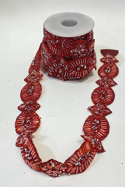 Hayalperest boncuk Red Stone Bead Detailed Oval Strip
