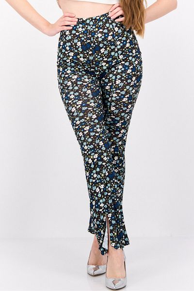 Missguided Women Regular Fit Floral Print Wide Leg Pants, Black