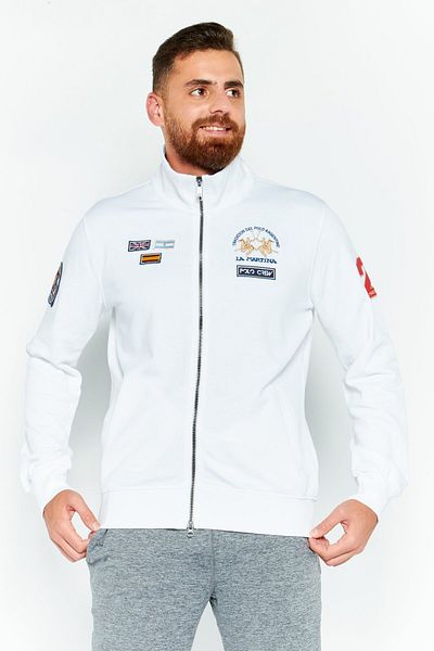 La Martina Men High Neck Long Sleeve Embroidered Logo Sweatshirt, White