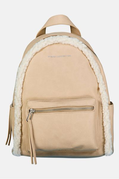 French Connection Women Snowman Sherpa Backpack 31 H x 25 L x 13 W cm, Beige