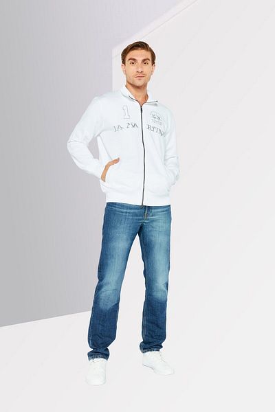 La Martina Men Mock Neck Brand Logo Long Sleeve Sweatshirt, White