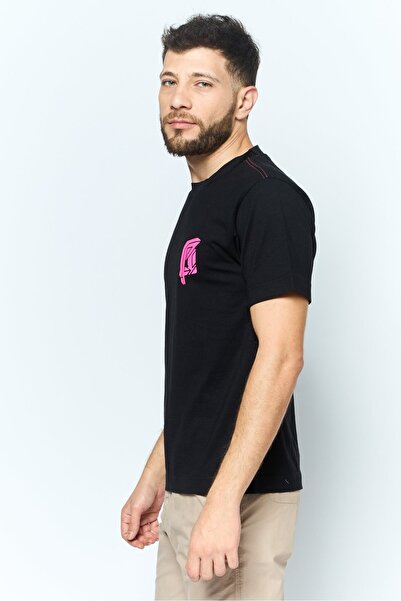 Esprit Men Crew Neck Short Sleeve Brand Logo T Shirt, Black