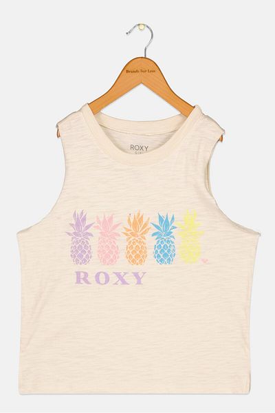 Roxy Kids Girl Graphic Printed Sleeveless Top, Beige