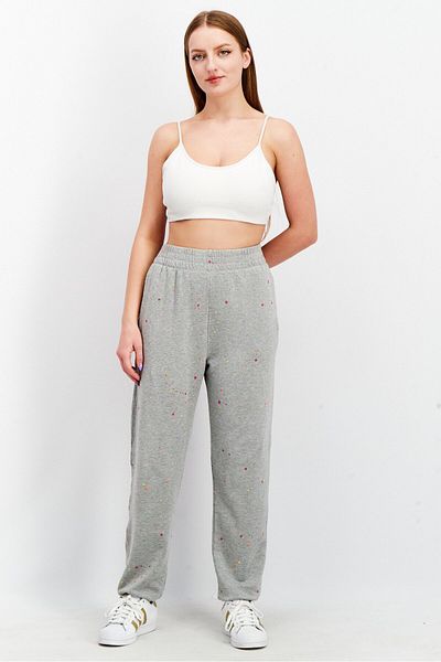 Sundry Women Regular Fit Allover Print Jogger Pants, Grey Combo
