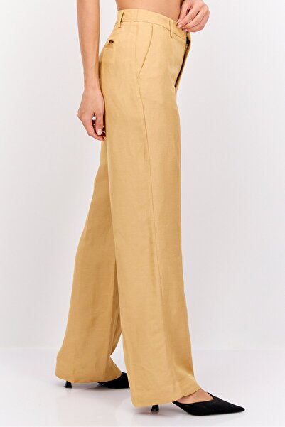 Scotch & Soda Women Tailored Fit Solid Edie Wide Leg Pants, Beige