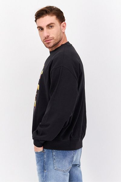 WRANGLER Men Crew Neck Long Sleeve Graphic Sweatshirt, Black Combo