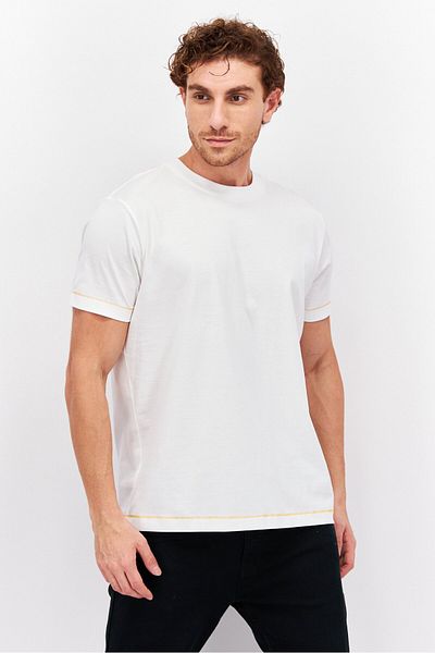 Esprit Men Crew Neck Short Sleeves Plain T-Shirt, White