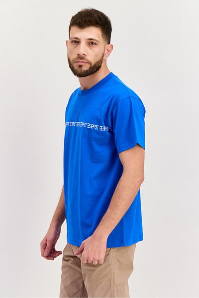 Esprit Men Crew Neck Short Sleeves Brand Logo T-shirt, Blue