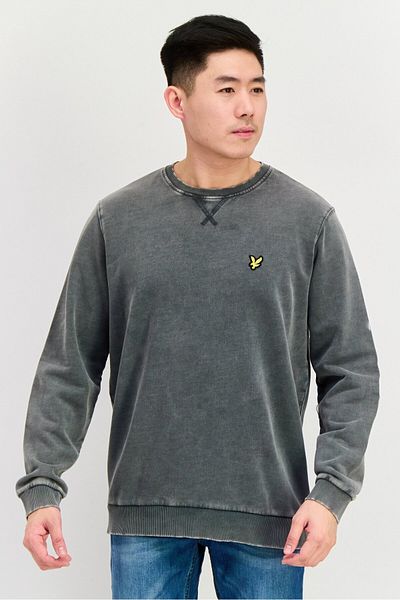 Lyle & Scott Men Crew Neck Washed Long Sleeve Sweatshirt, Grey