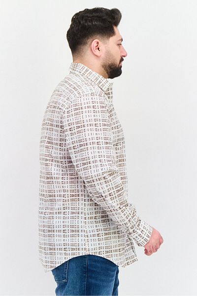 Perry Ellis قميص رجالي كاجوال بطباعة كاملة وأكمام طويلة وقصة مطاطية، متعدد الألوان