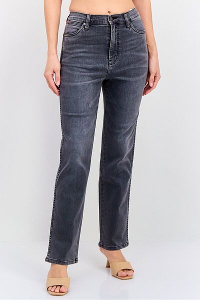 WRANGLER Women Regular Fit Straight Leg Washed Stretchable Jeans, Grey