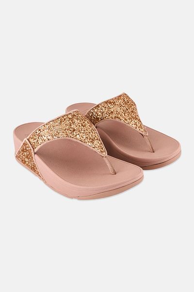Fitflop Lulu Glitter Toe-Thongs - Rose Gold