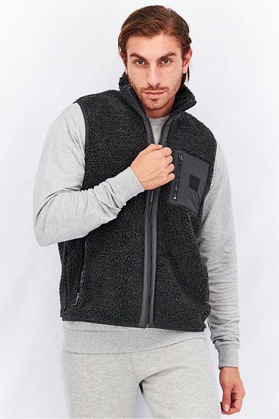 Michael Kors Men Textured Full Zip Vest, Charcoal